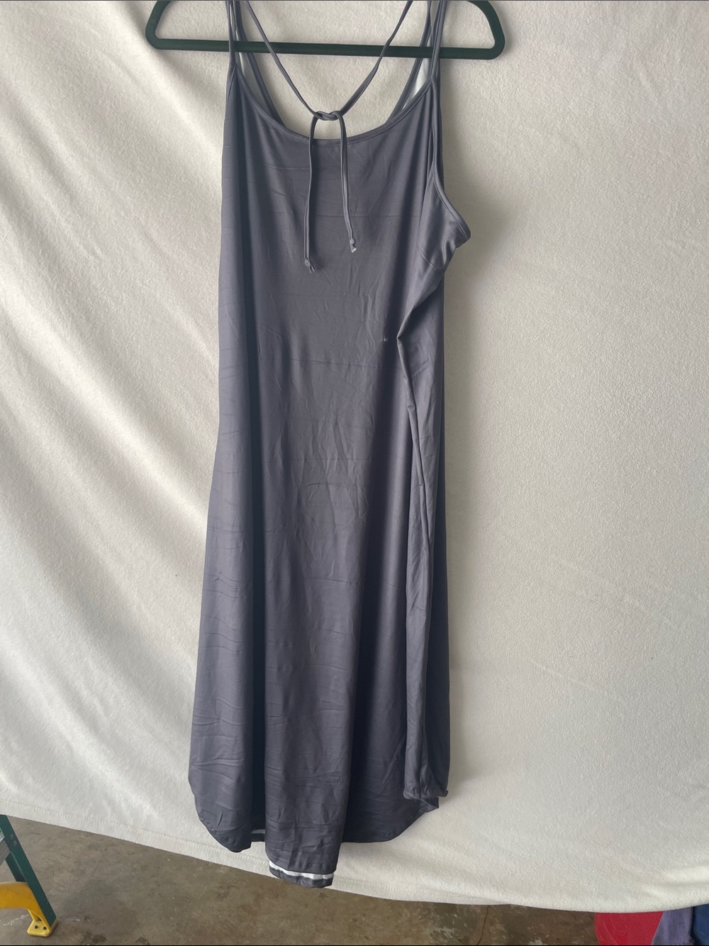 Elegant Slate Gray Maxi Slip Dress with Adjustable Tie
